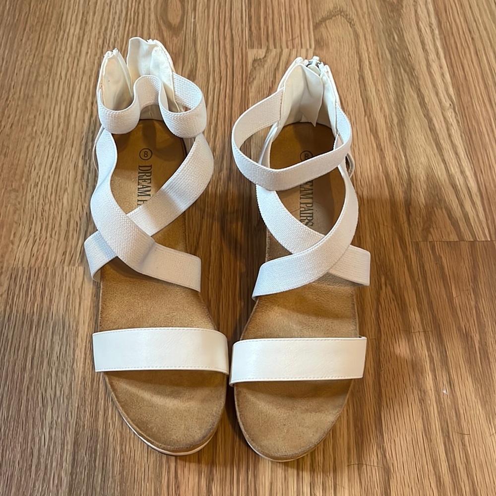 Dream Pairs White Wedge Sandals with Crisscross Straps